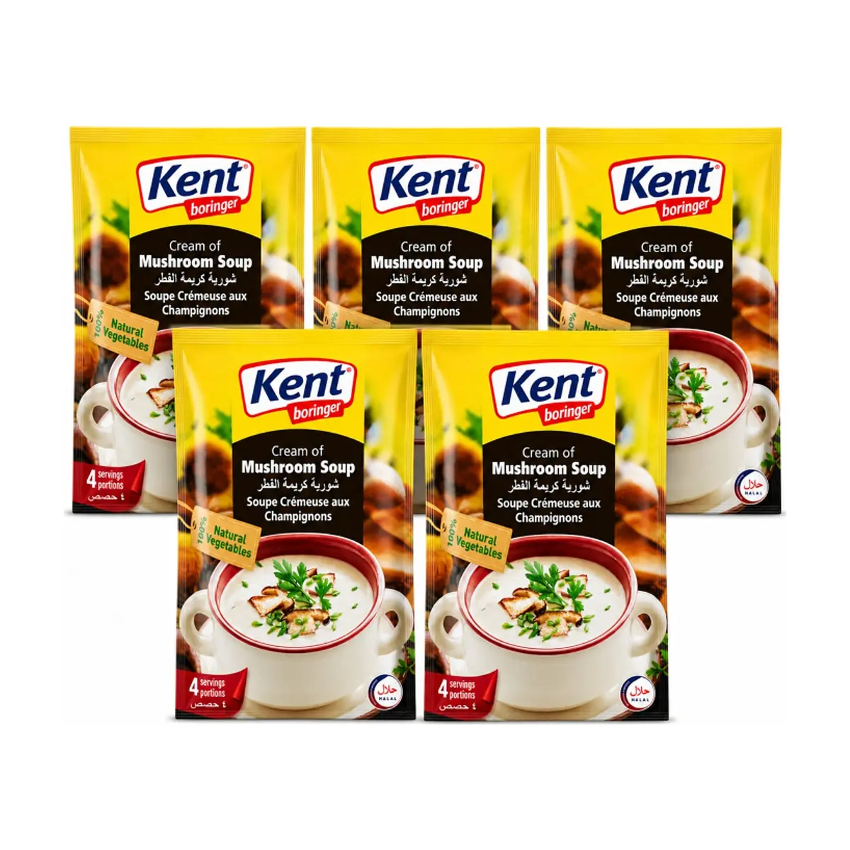 Sopa cremosa de champiñón Kent boringer (5 x 68 g / 2.4 oz)