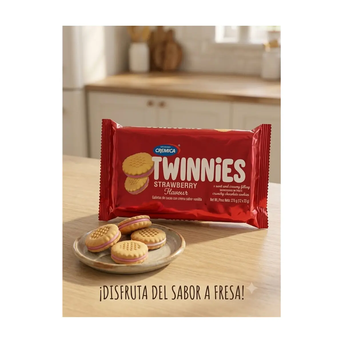 Galletas de vainilla con crema sabor a fresa Mrs Bector's Cremica Twinnies (276 g / 9.7 oz) - Thumbnail 5