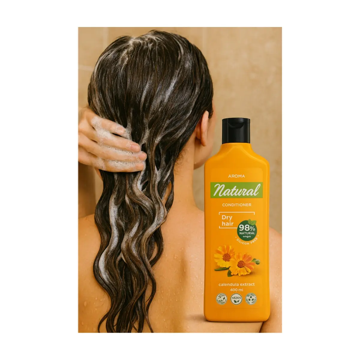 Acondicionador para cabello seco con extracto de caléndula Aroma Natural (400 ml) - Thumbnail 4