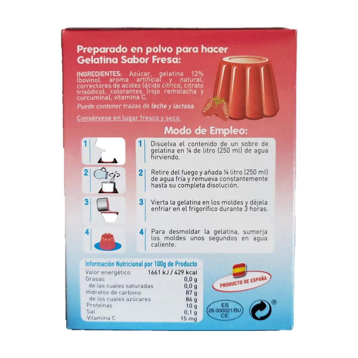Gelatina sabor fresa (3 x 2 x 85 g / 3 oz) - Thumbnail 2