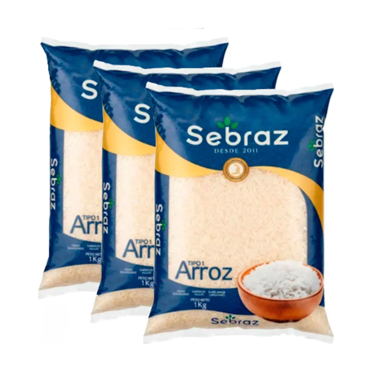 Arroz tipo 1 Sebraz (3 x 1 kg / 2.2 lb)