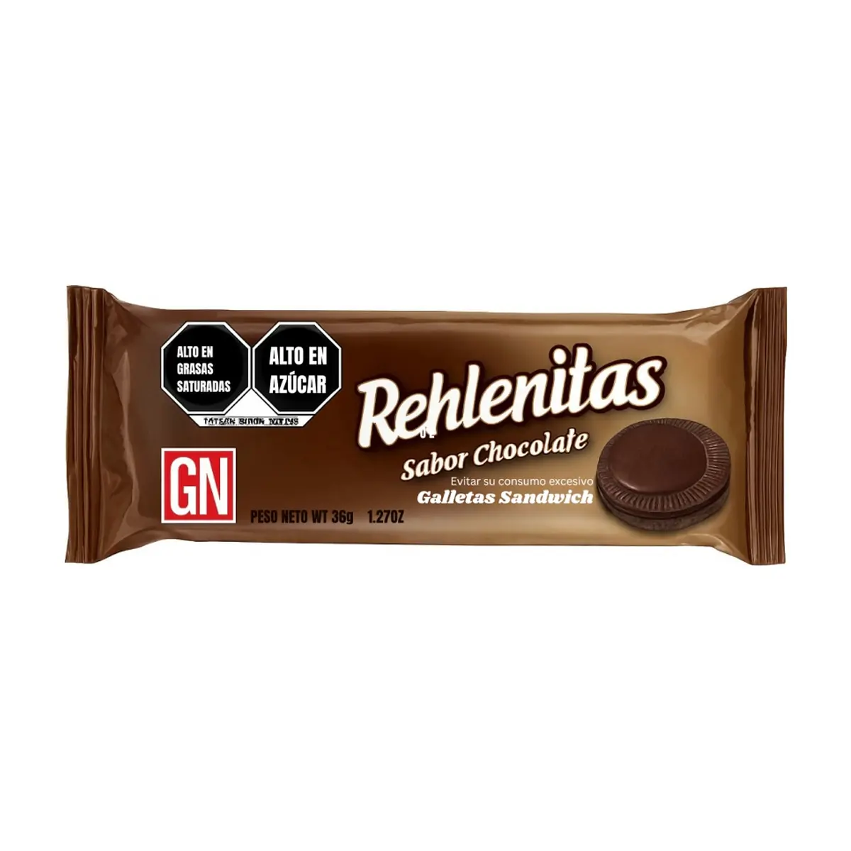 Galletas de chocolate con crema sabor vainilla Rellenitas GN (36 g / 1.27 oz) - Miniatura 1