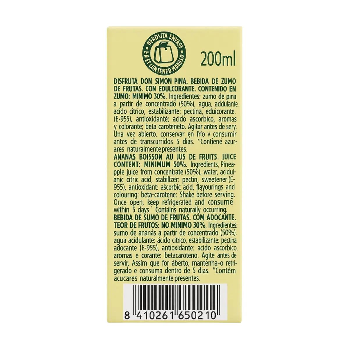Jugo de piña Don Simon (6 x 200 ml) - Thumbnail 4
