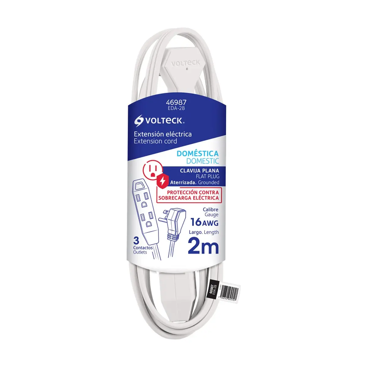 Extensión eléctrica 2 m Volteck EDA-2B