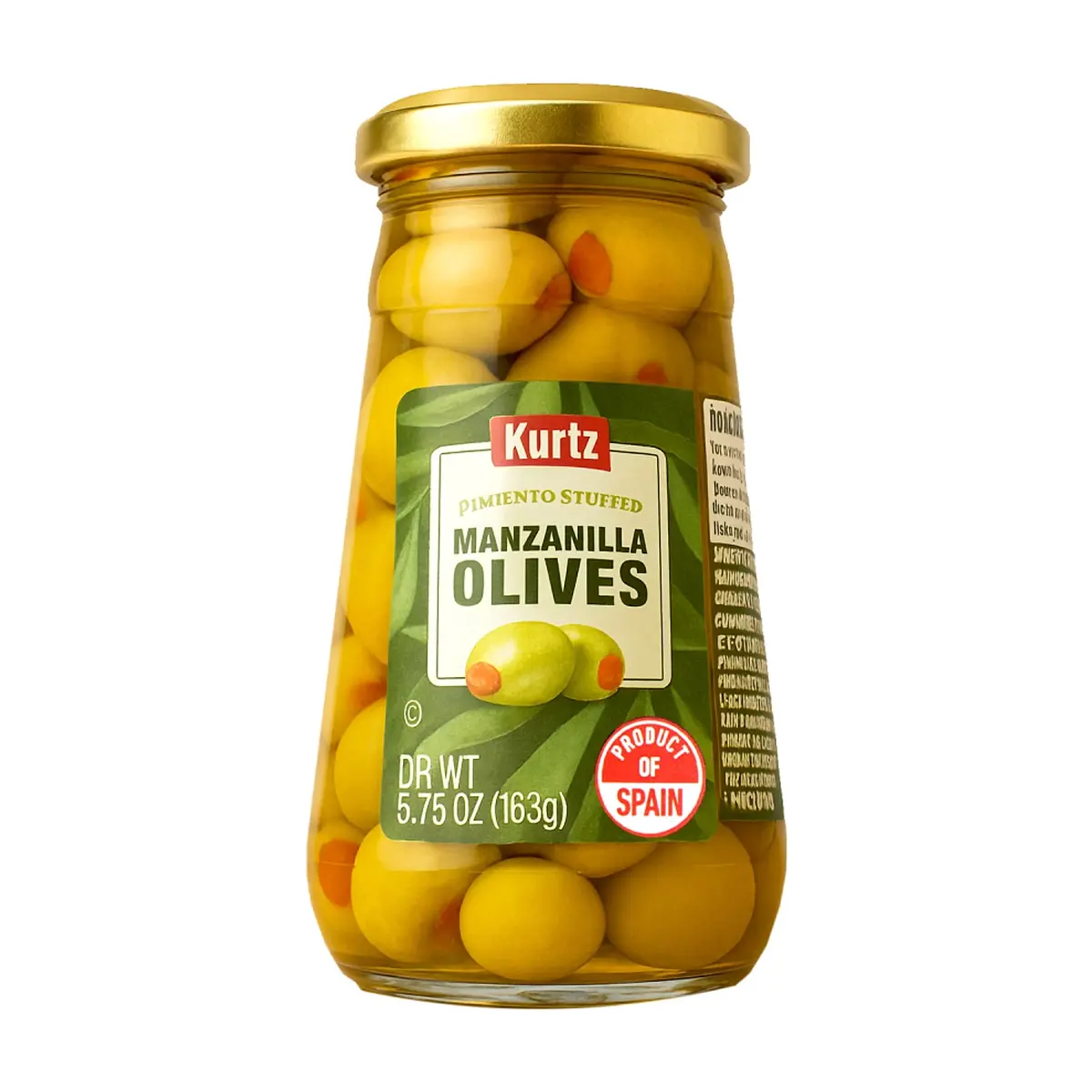Aceitunas manzanillas enteras rellenas de pimiento Kurtz (163 g / 5.75 oz) - Miniatura 1