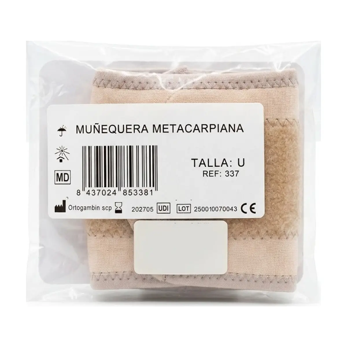 Muñequera Metacarpiana Talla U