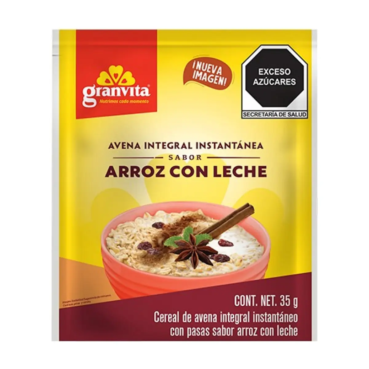 Cereal de avena integral instantáneo con pasas sabor arroz con leche Granvita (35 g / 1.23 oz) - Miniatura 2