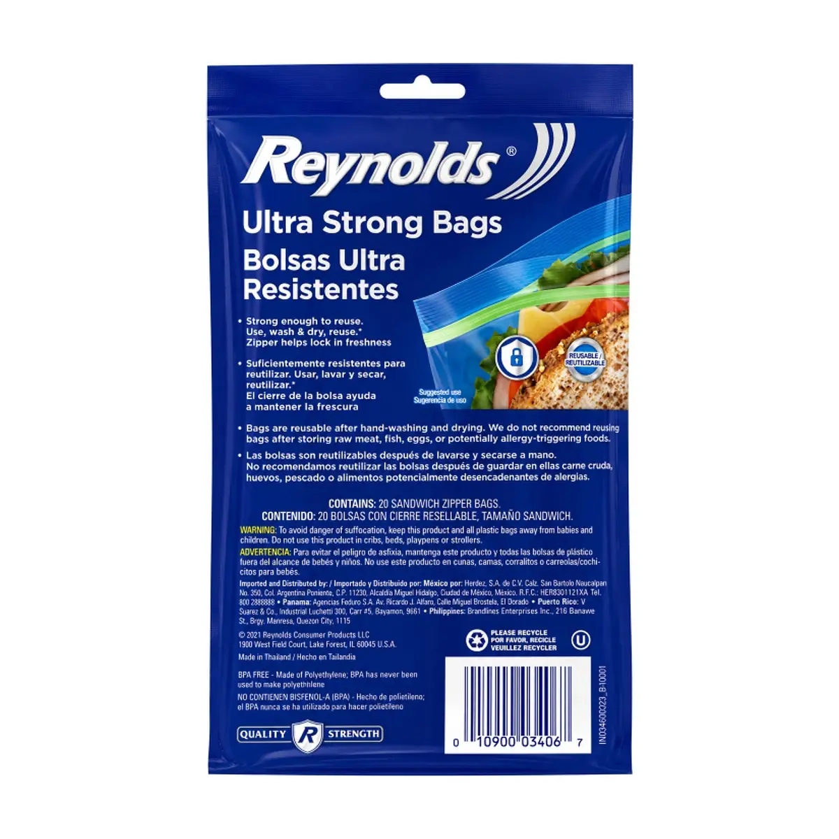Bolsas plásticas transparentes reutilizables tamaño sandwich Reynolds (20 U) - Thumbnail 2