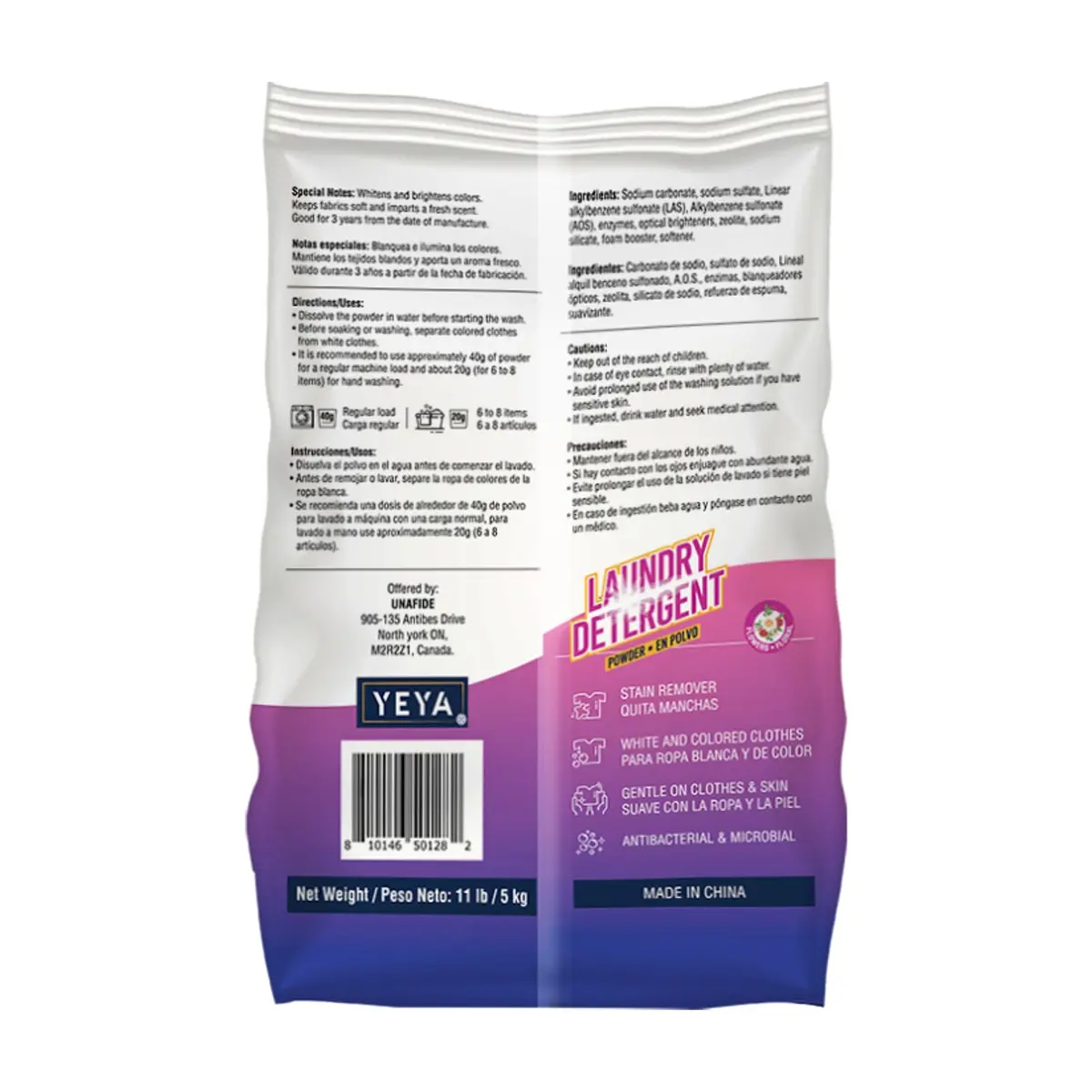 Detergente en polvo con aroma a flores YEYA (3 x 5 kg / 11 lb) - Miniatura 3