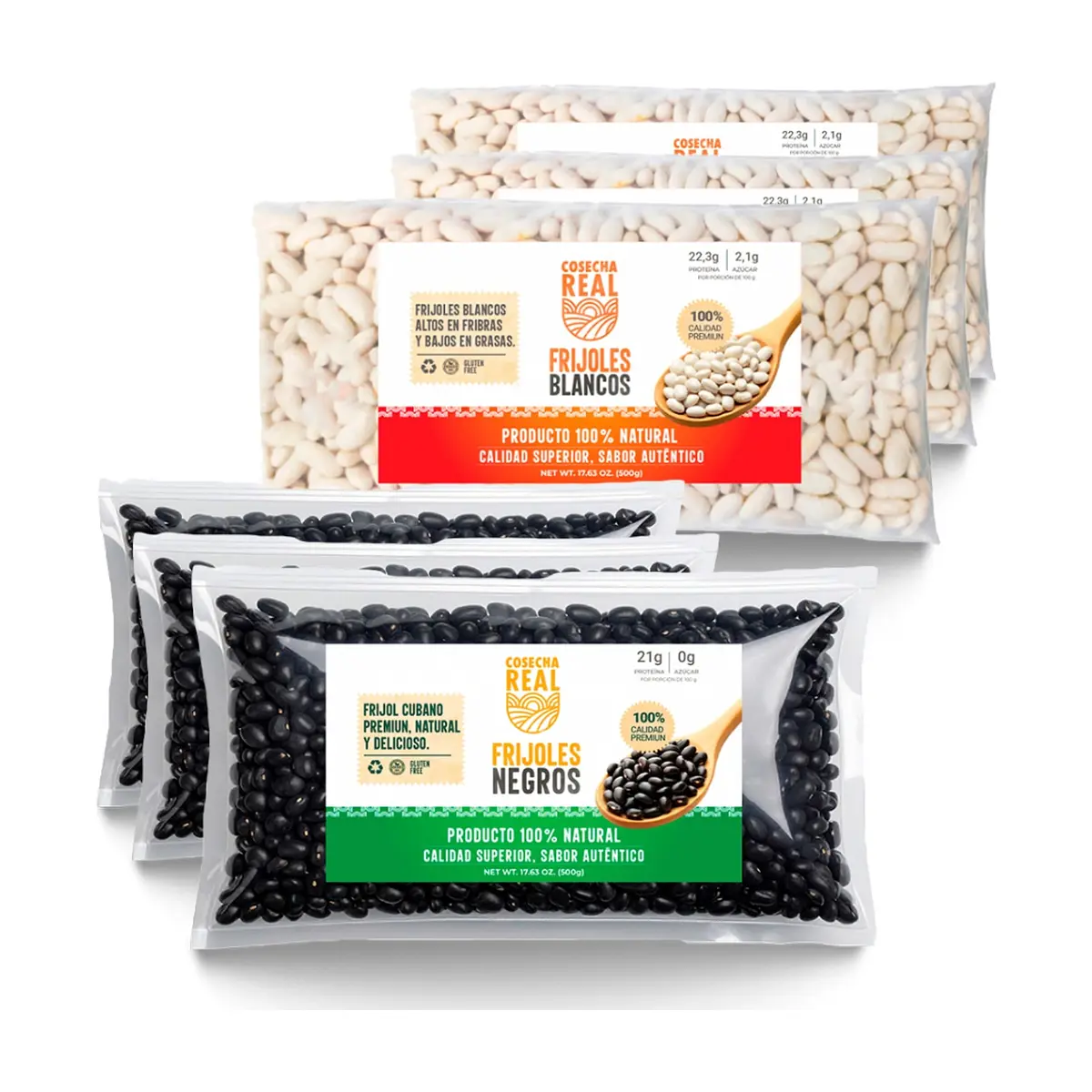 Combo de granos #18: Frijoles negros + Frijoles blancos Cosecha Real