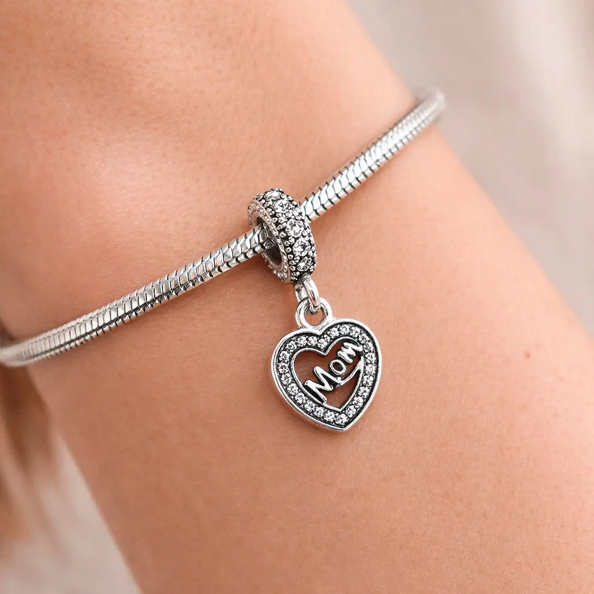 Charm colgante de plata S925 estilo Pandora del fondo de mi corazón - Thumbnail 3
