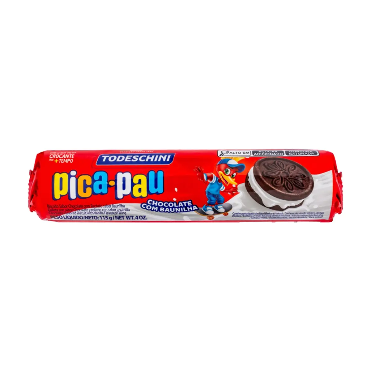 Galletas de chocolate con relleno sabor a vainilla pica pau Todeschini (115 g / 4 oz)