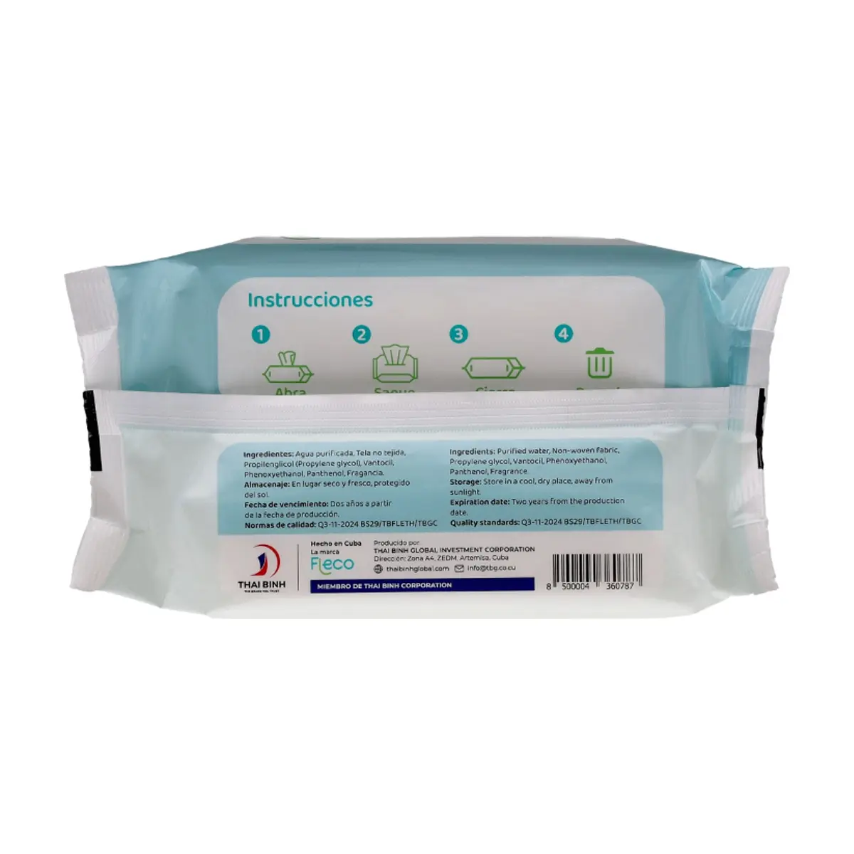 Toallitas húmedas con aloe vera Fleco (60 U) - Miniatura 2