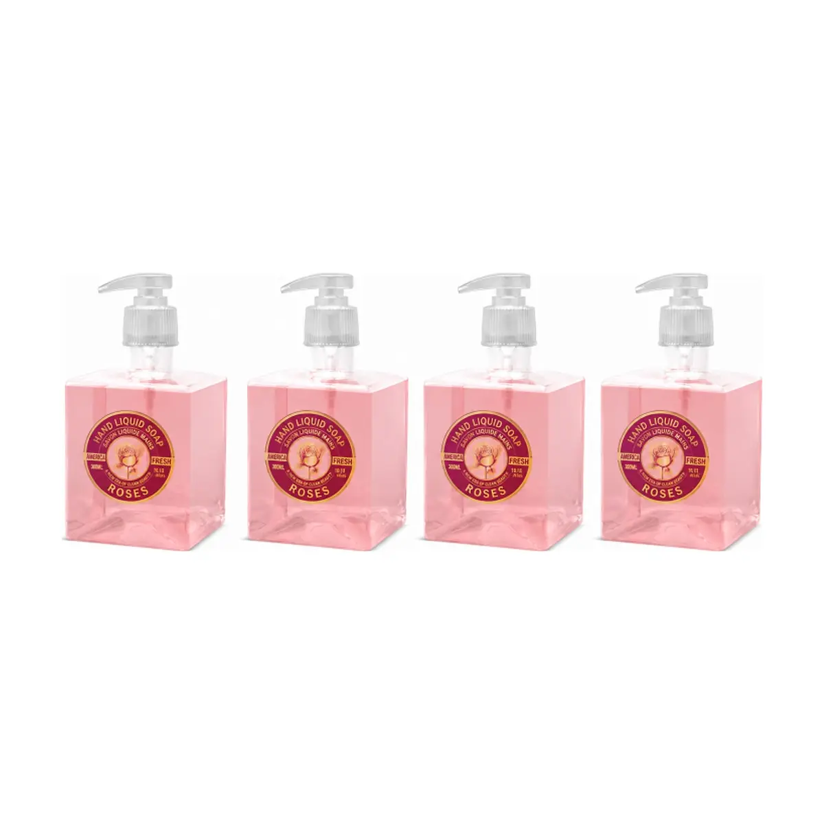 Jabón líquido de rosas para manos América Fresh (4 x 300 ml / 10.10 oz)