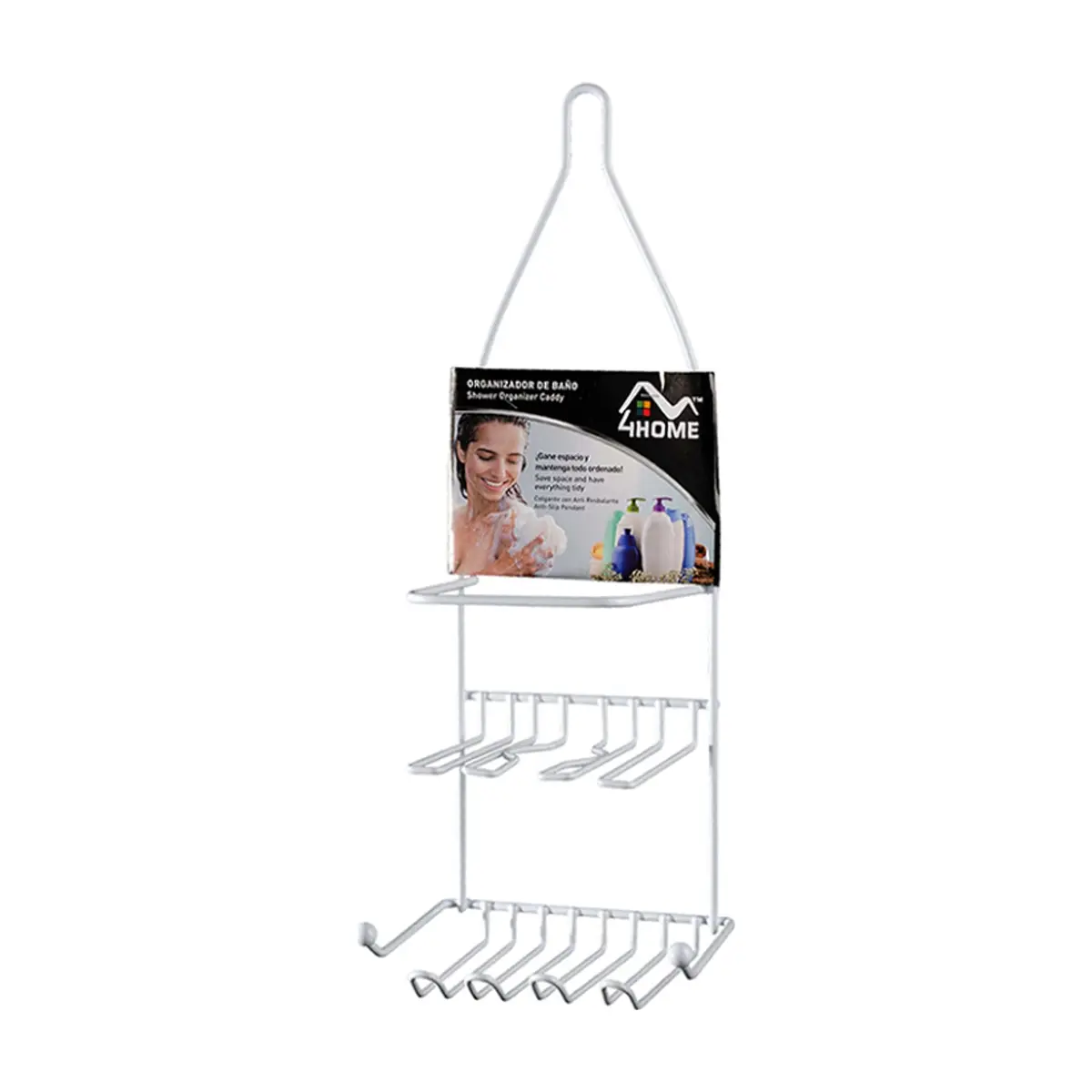 Organizador blanco metálico para ducha de baño 4Home