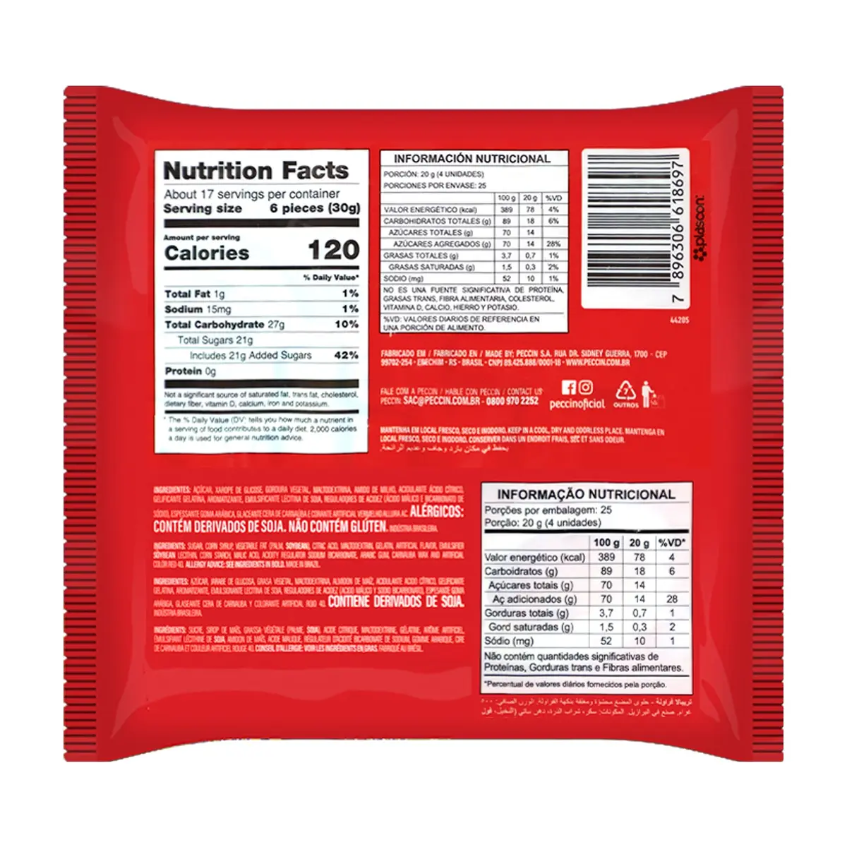Caramelos masticable relleno y confitado sabor fresa Tribala Peccin (500 g / 1.1 lb) - Thumbnail 2