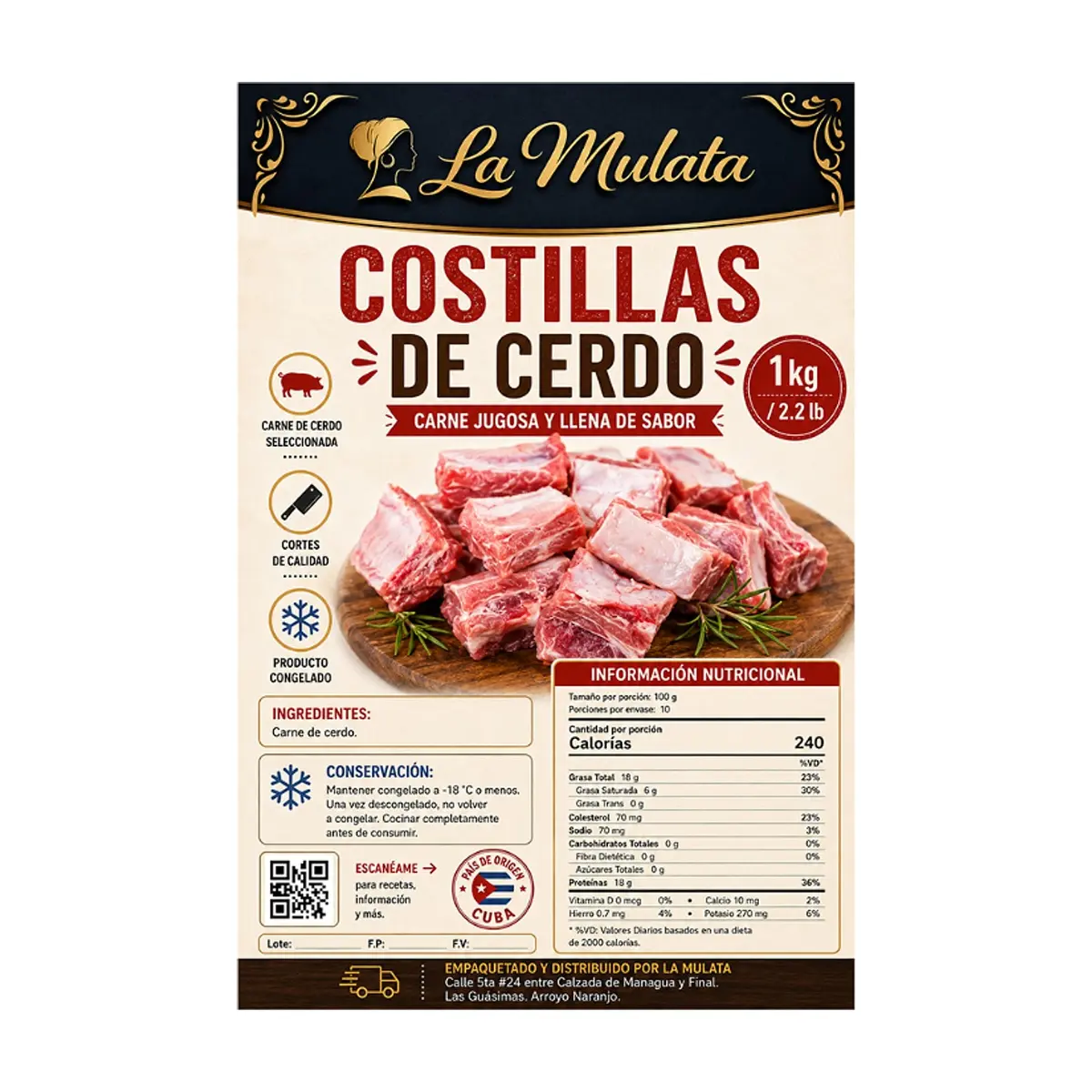 Costillas de cerdo La Mulata (1 kg / 2.2 lb) - Thumbnail 2