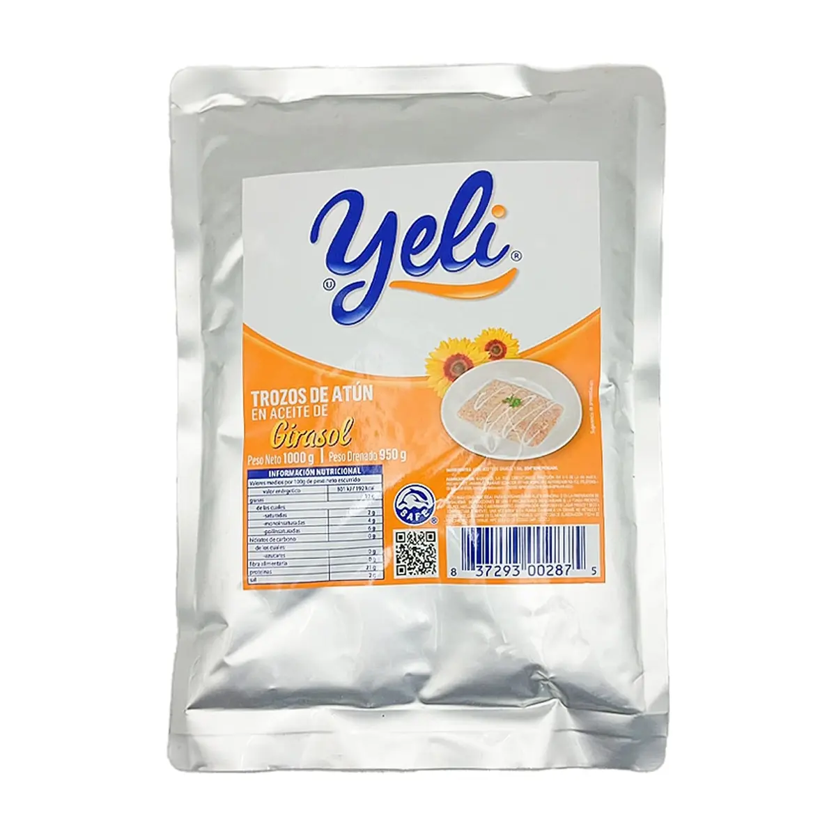 Trozos de atún en aceite de girasol Yeli (1 kg / 2.2 lb)