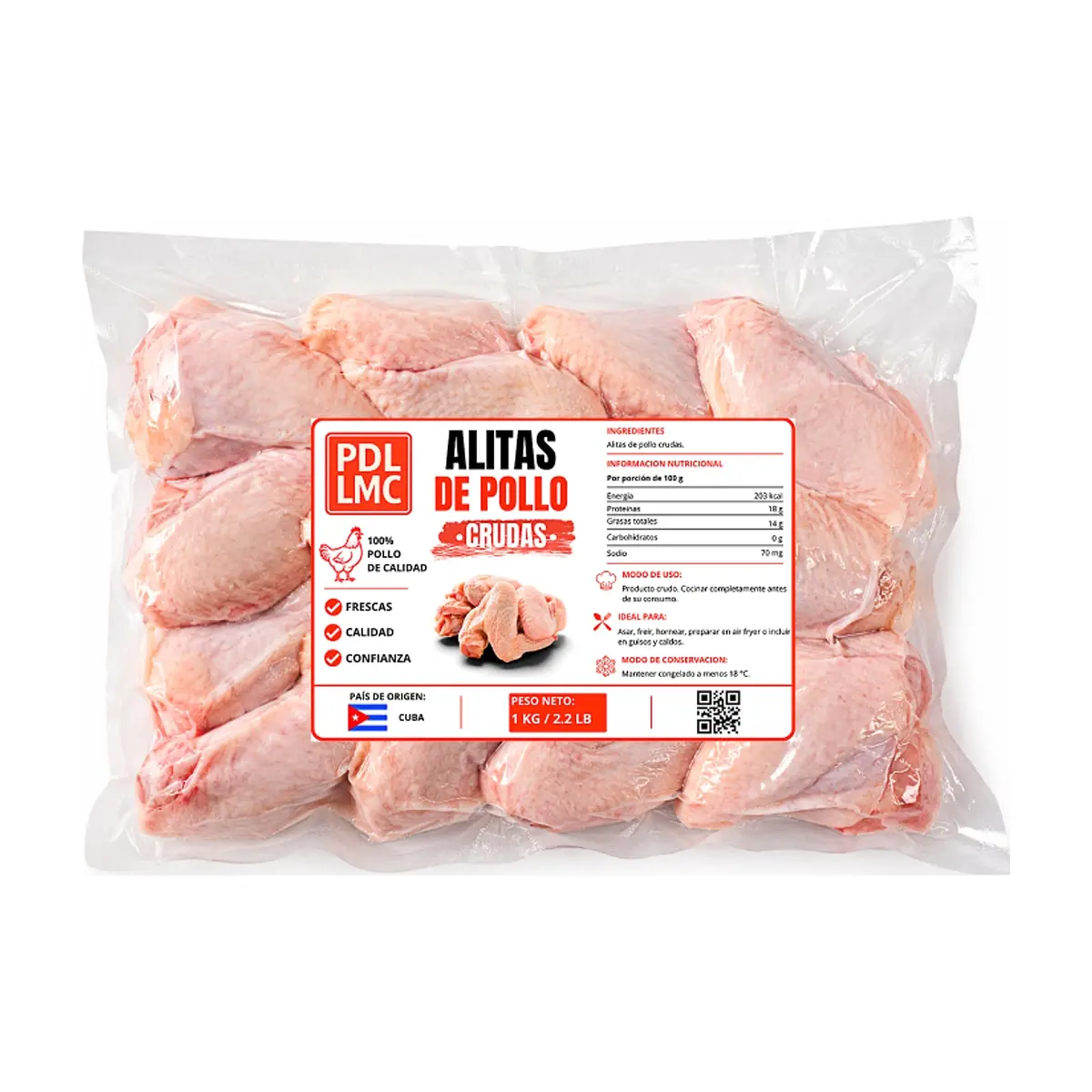 Alitas de pollo crudas PDL LMC (1 kg / 2.2 lb) - Thumbnail 2