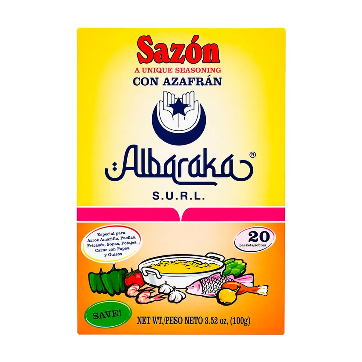 Sazón con azafrán Albaraka (100 g / 3.52 oz)