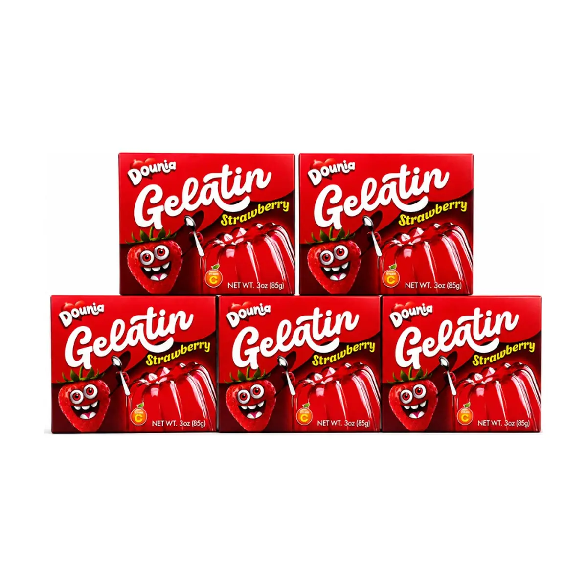 Gelatina con sabor a fresa Dounia (5 x 85 g / 3 oz)