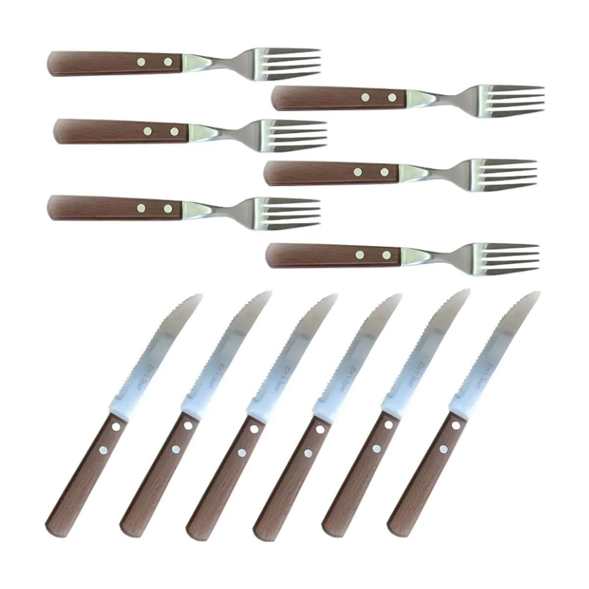 Juego de cubiertos de 12 piezas - tenedor y cuchillo - para 6 comensales Excalibur - Miniatura 2