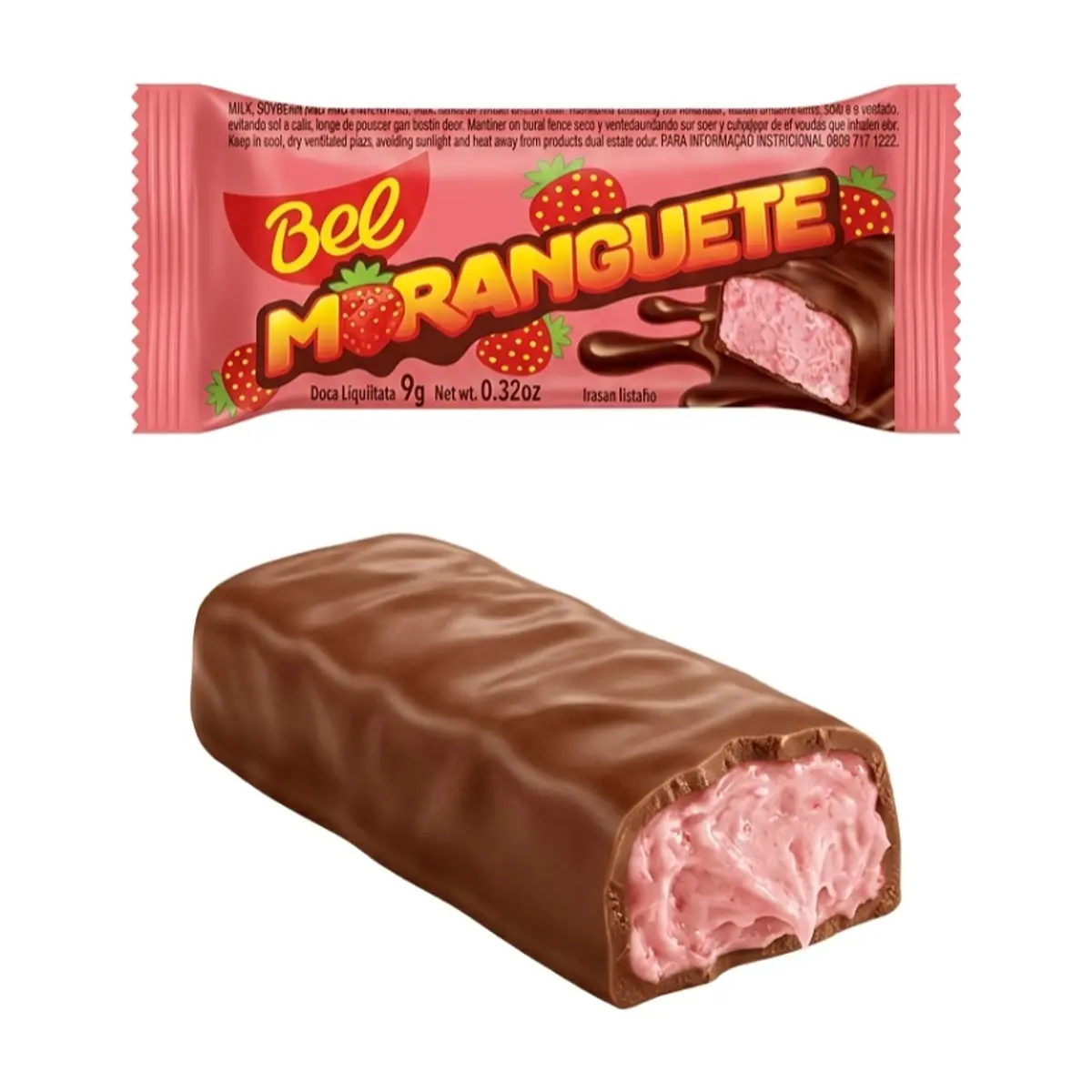 Bombón de chocolate relleno de crema de fresa Bel (9 g / 0.32 oz)