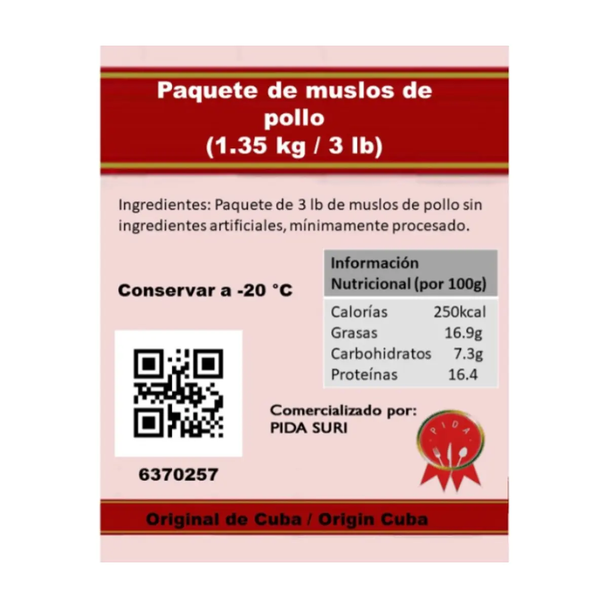 Paquete de muslos de pollo Pida (1.35 kg / 3 lb) - Thumbnail 4