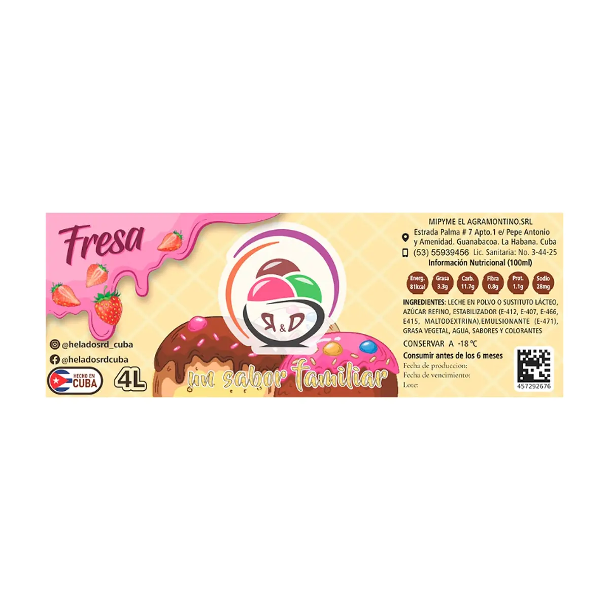 Helado sabor fresa R&D (4 L) - Miniatura 2