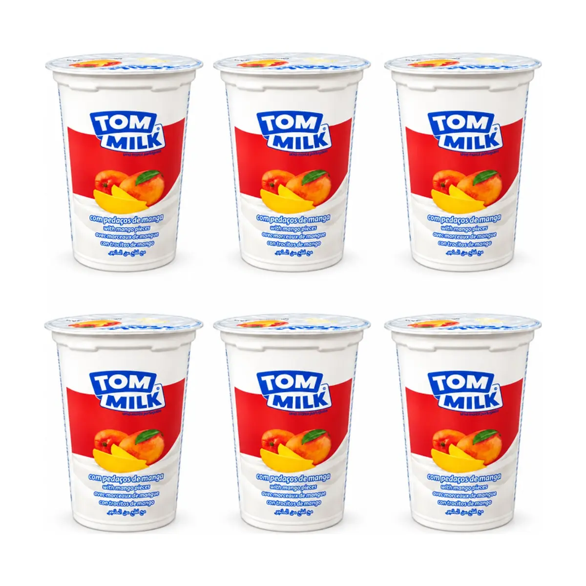Yogurt pasteurizado sabor mango con trocitos de frutas Tom Milk (6 x 500 g / 1.10 lb)