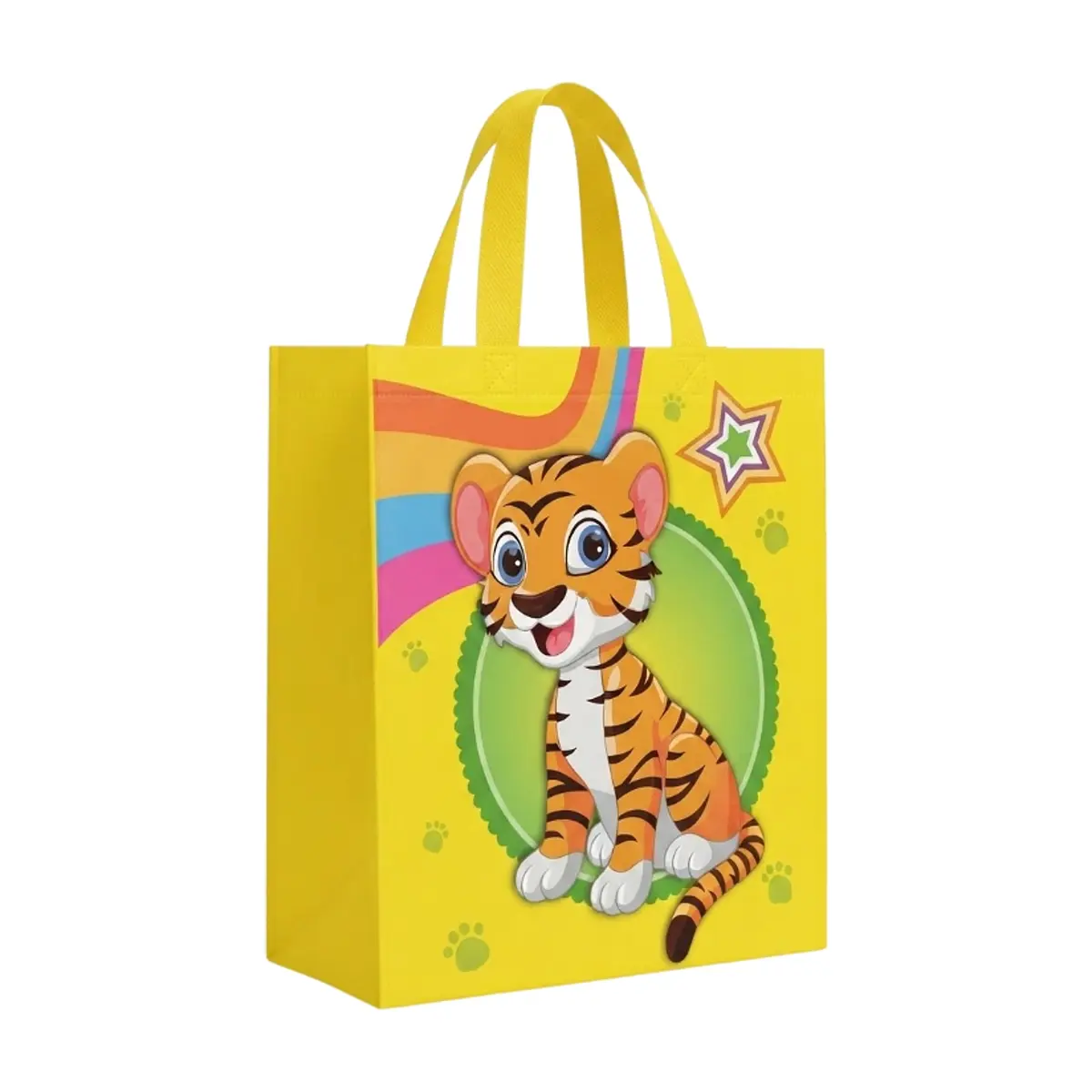 Bolsa de regalo amarilla con diseño de tigre Gutza - Thumbnail 4
