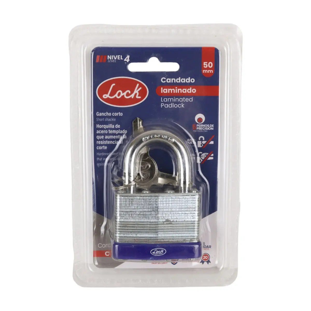 Candado laminado de gancho corto de 50 mm Lock C23S50 - Thumbnail 2