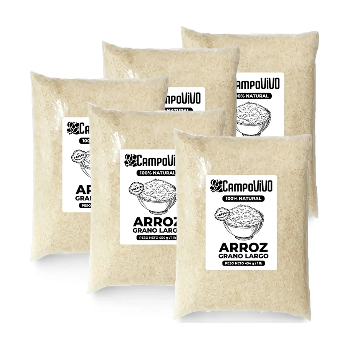 Arroz de grano largo Campo Vivo (5 x 454 g / 1 lb)