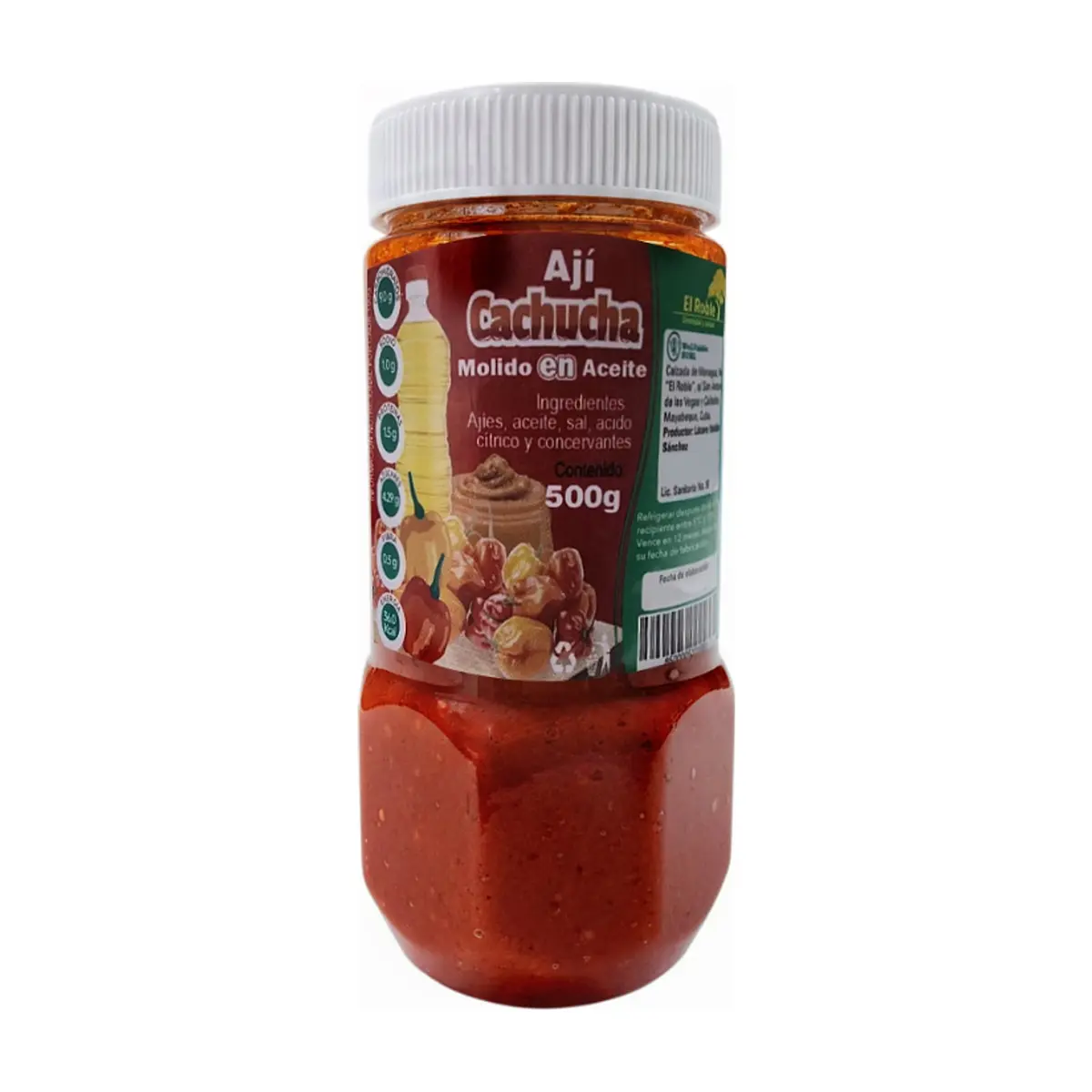 Ají cachucha molido con aceite El Roble (500 g / 1.1 lb)