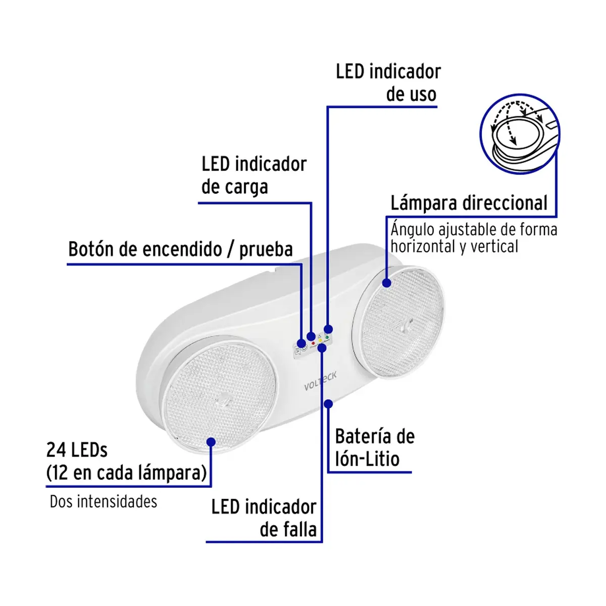 Lámpara de emergencia recargable Volteck LAE-24D - Thumbnail 2
