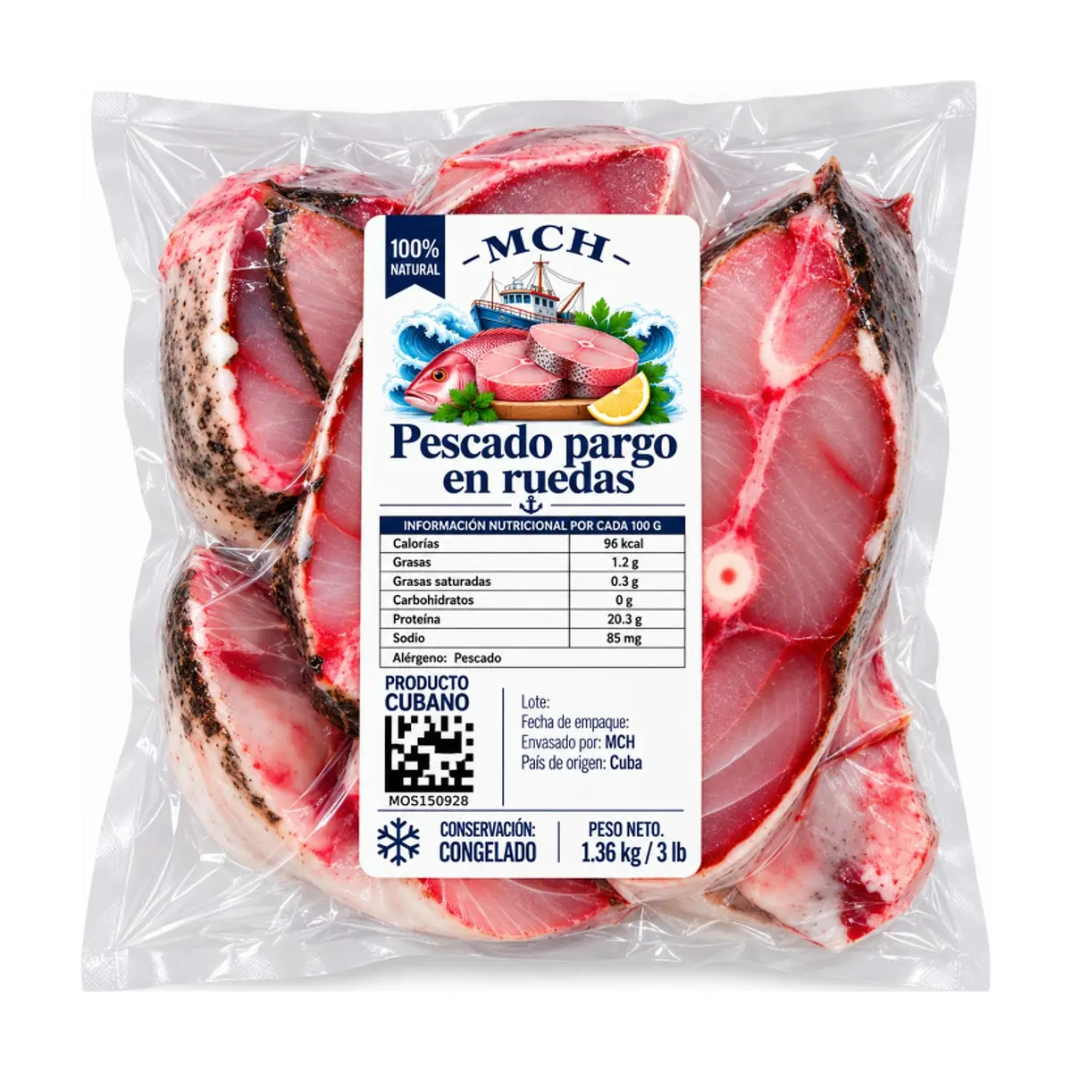 Pescado pargo en ruedas MCH (1.36 kg / 3 lb)