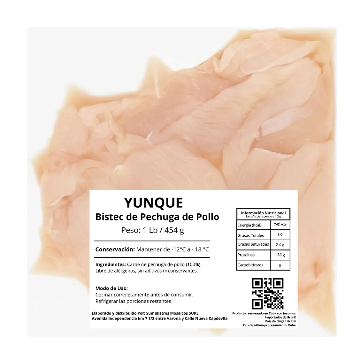 Bistec de pechuga de pollo Yunque (454 g / 1 lb)