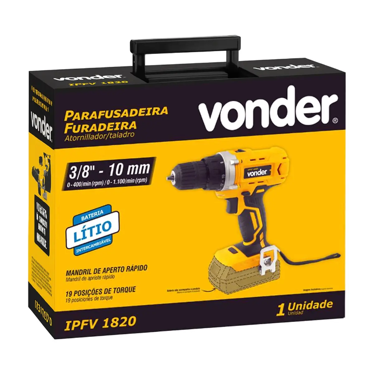 Taladro atornillador inalámbrico 3/8'' de 18 V Vonder IPFV1820 - Thumbnail 2