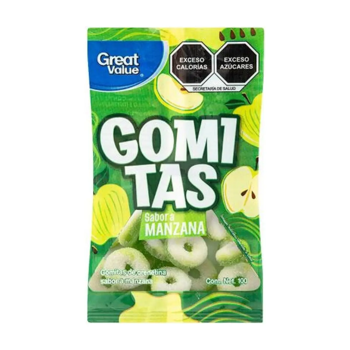 Gomitas de grenetina sabor a manzana Great Value (100 g / 3.5 oz) - Thumbnail 2