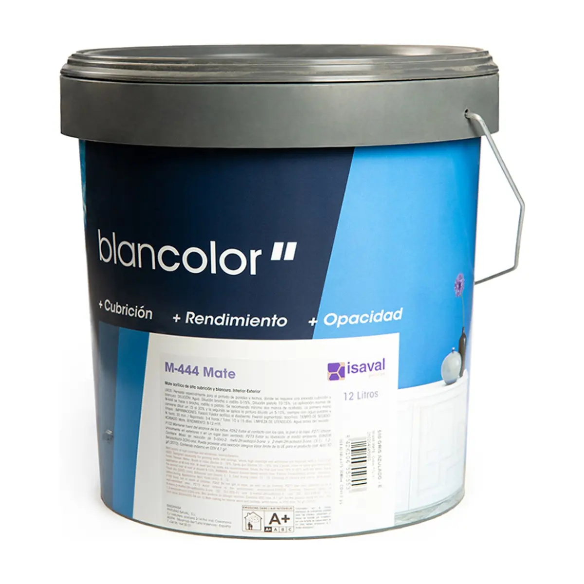 Pintura acrílica interior y exterior color gris azulado M - 444 Isaval - Blancolor (12 L) - Thumbnail 2