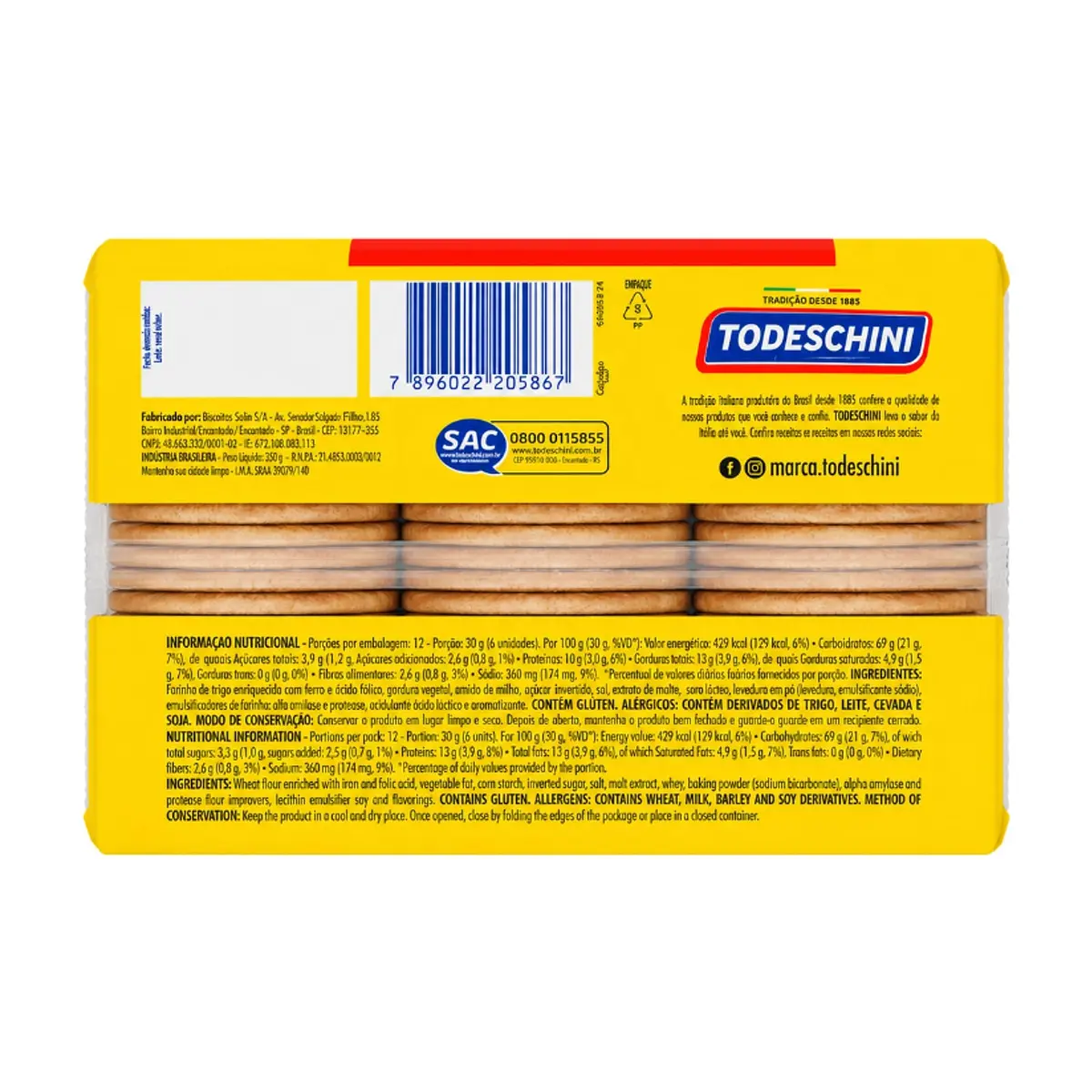 Galletas Cream Cracker sabor mantequilla Todeschini (360 g / 12 oz) - Miniatura 2