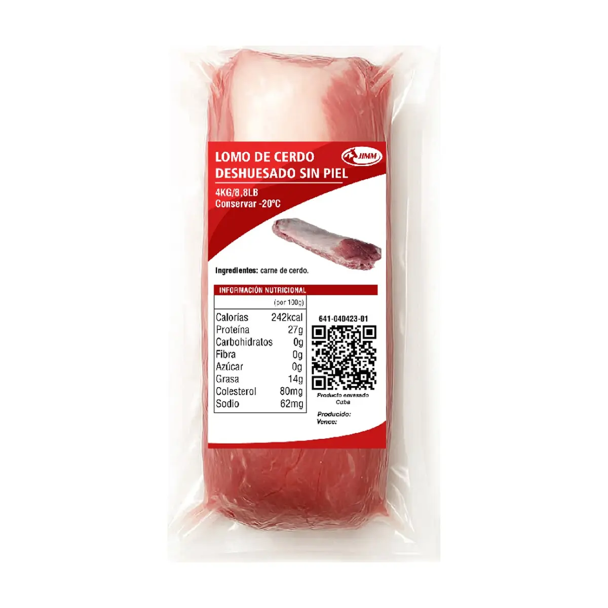 Lomo de cerdo deshuesado sin piel Jimm (4 kg / 8.8 lb)