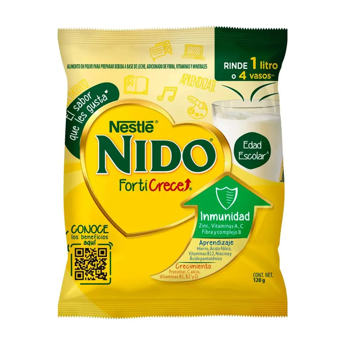 Leche en polvo parcialmente descremada acondicionada con fibra, minerales y vitaminas Nestlé (120 g / 4.23 oz) - Miniatura 1