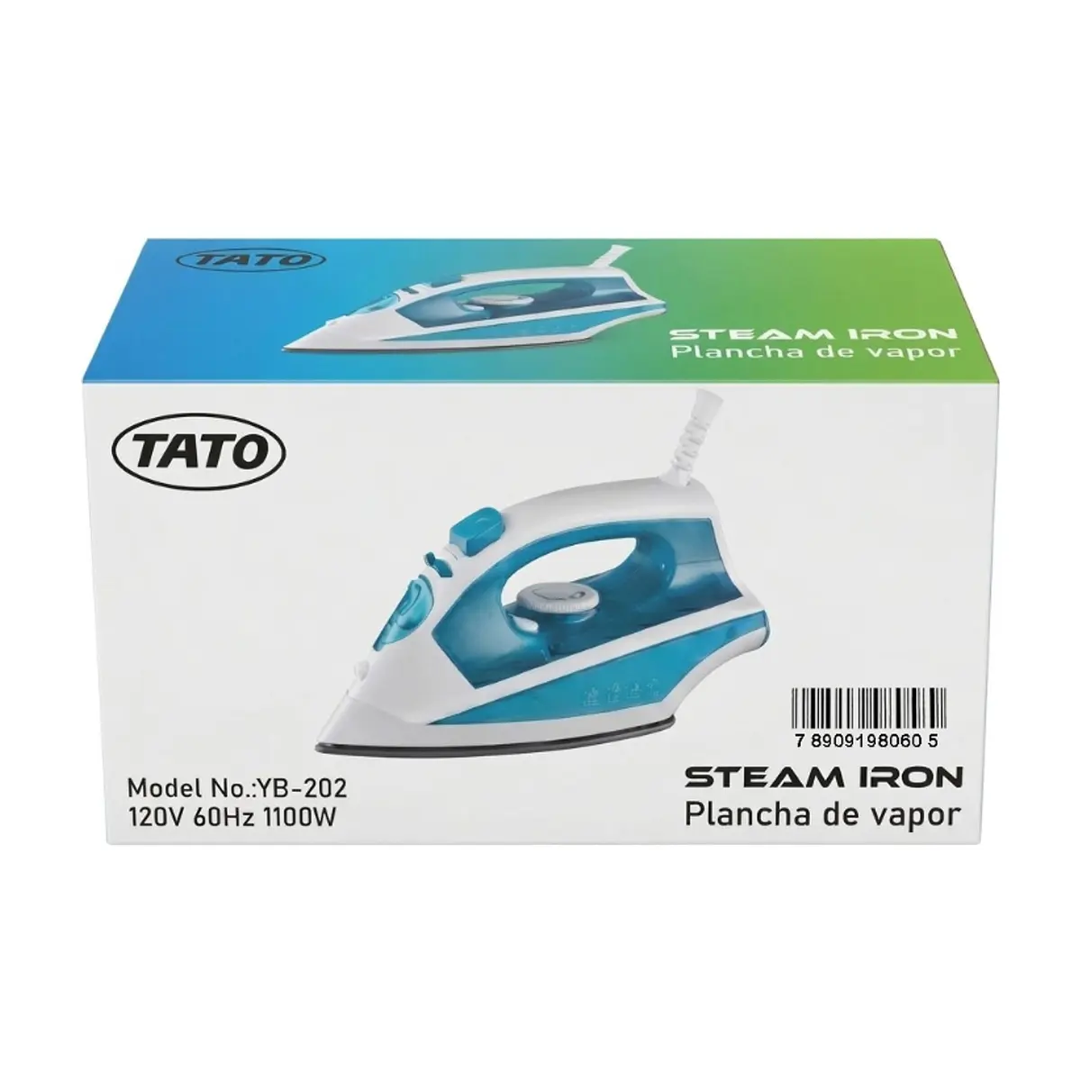 Plancha de vapor eléctrica blanca y azul TATO YB-202 - Thumbnail 2