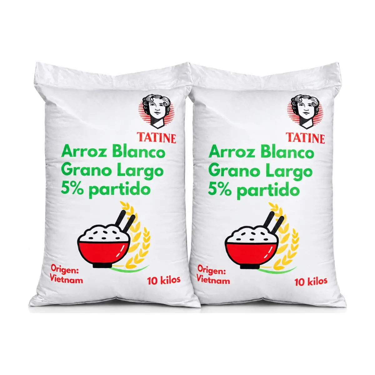 Arroz de grano largo 5% de grano partido Tatine (2 x 10 kg / 22 lb)