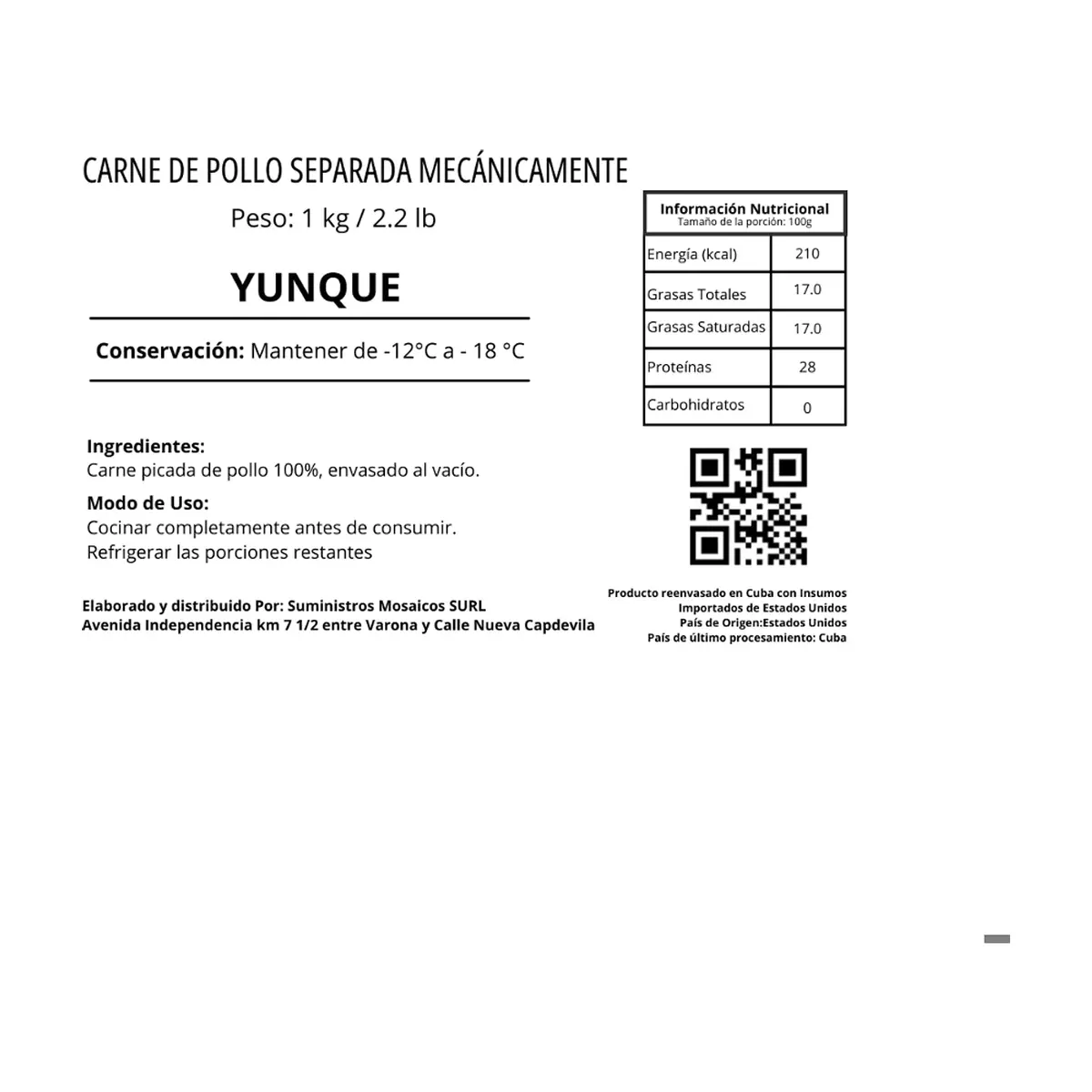 Carne de pollo separada mecánicamente Yunque (1 kg / 2.2 lb) - Thumbnail 3