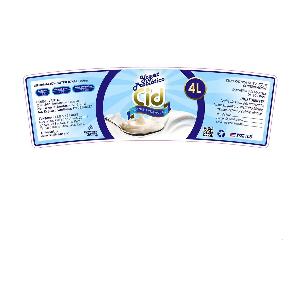 Yogurt probiótico 100 % natural Cid (4 L) - Miniatura 2