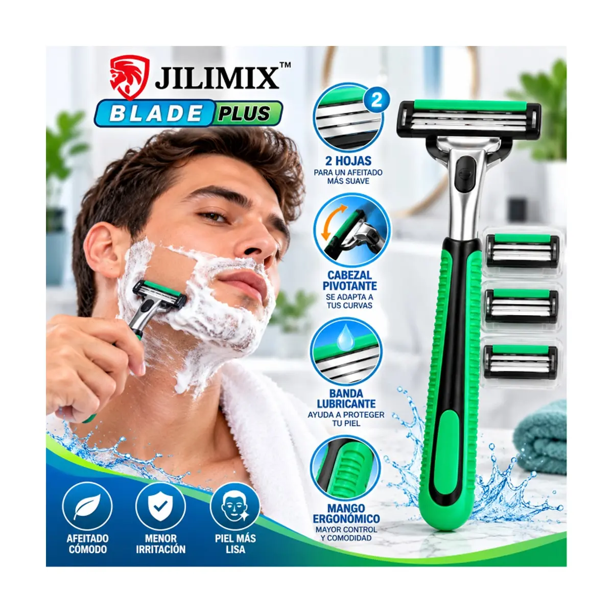 Máquina de afeitar de doble hoja Jilimix - Thumbnail 3