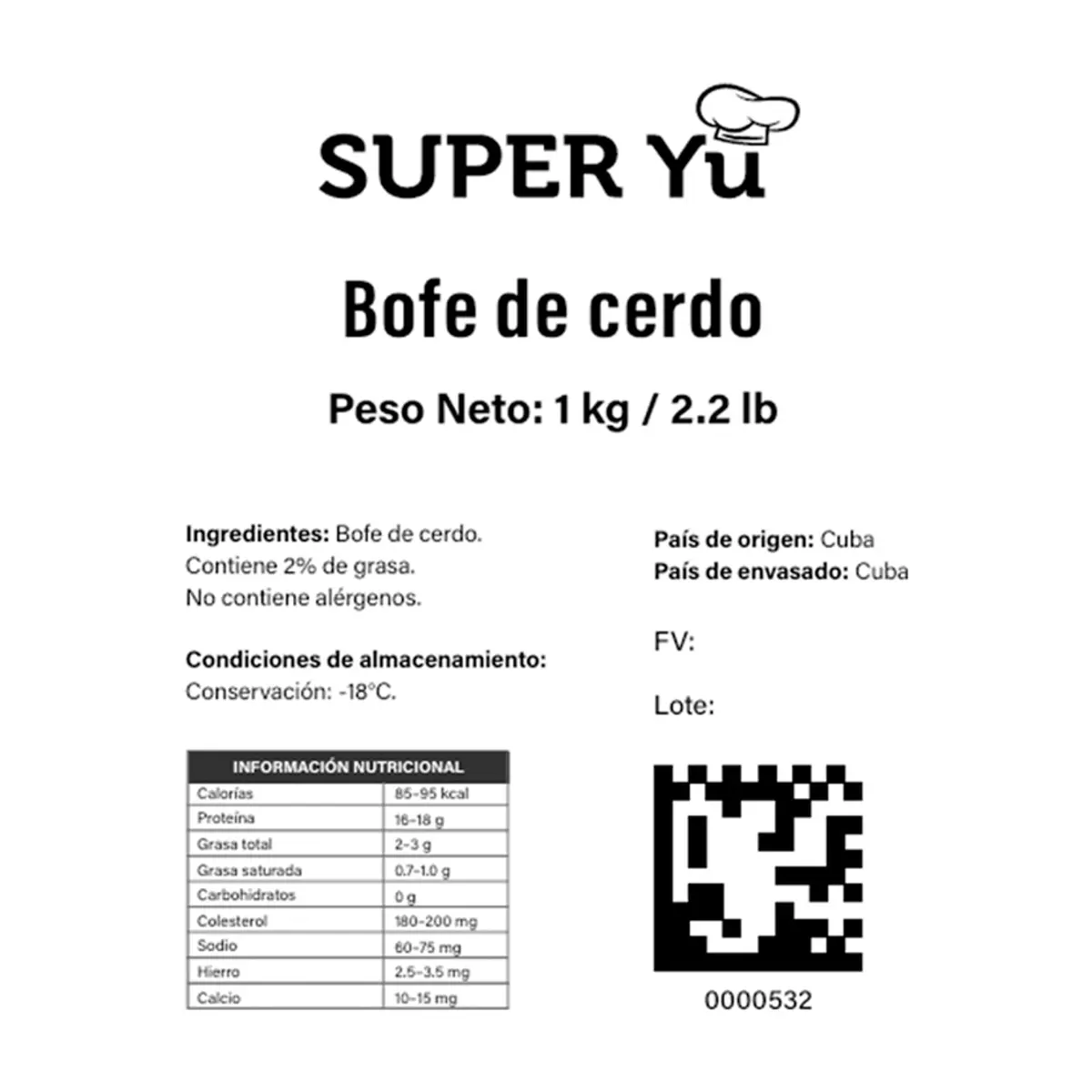 Bofe de cerdo Super Yu (1 kg / 2.2 lb) - Thumbnail 3