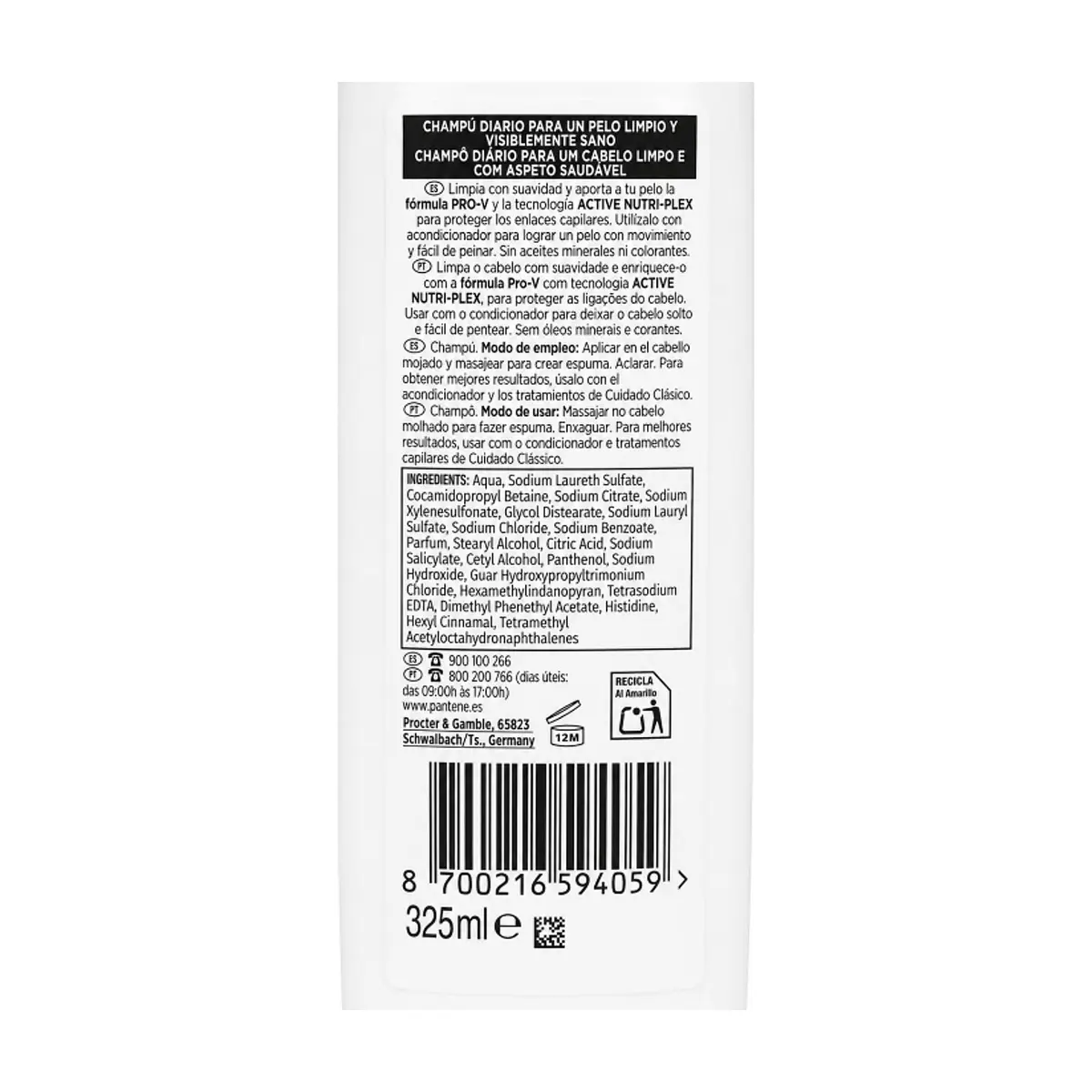Champú de cuidado clásico Active Nutri-Plex Pantene (325 ml) - Miniatura 3